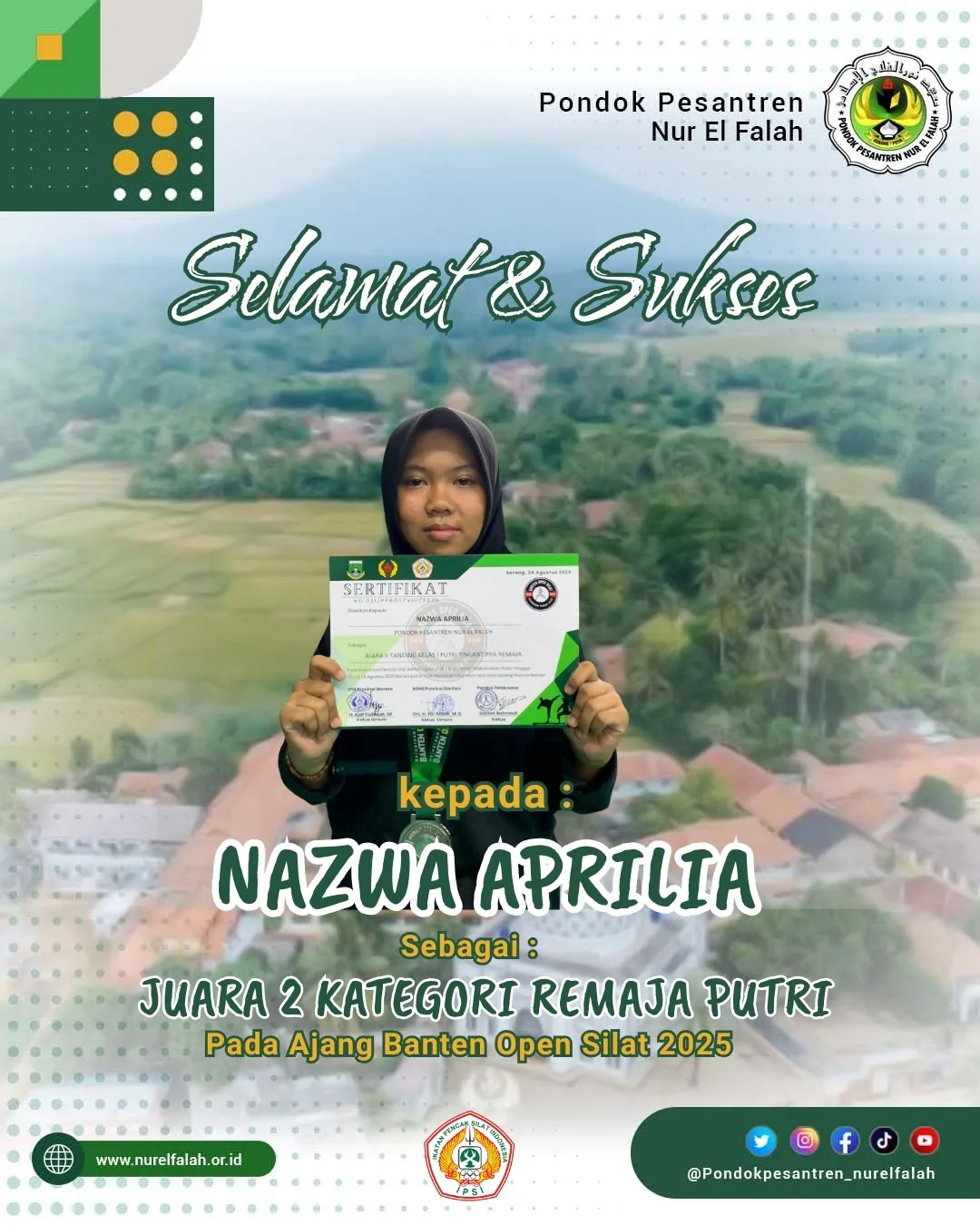 Juara 2 Kategori Remaja Putri pada ajang Banten Open Silat