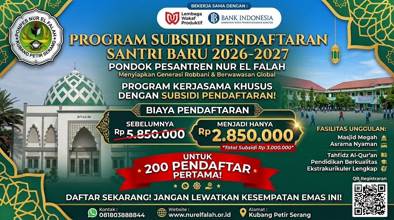 Subsidi Pendaftaran Santri Baru & Pindahan 2026-2027